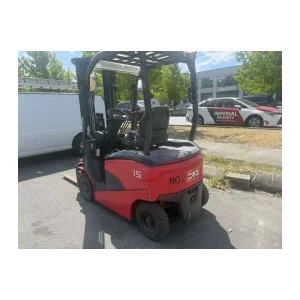 Nichiyu FB15PN-80-400SF 3,300 lb electric forklift, front three-quarter view