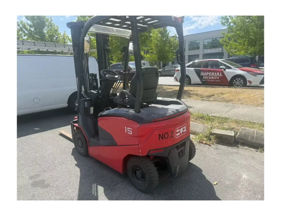 Nichiyu FB15PN-80-400SF 3,300 lb electric forklift, front three-quarter view